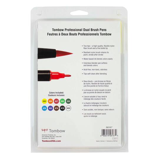 6 Packs: 10 ct. (60 total) Tombow Primary Palette Dual Brush Pen Set